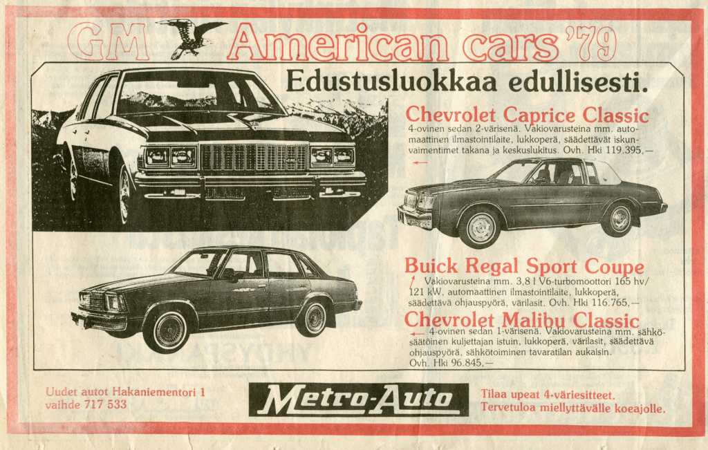 Mobilisti Chevrolet Caprice newspaper advertisement